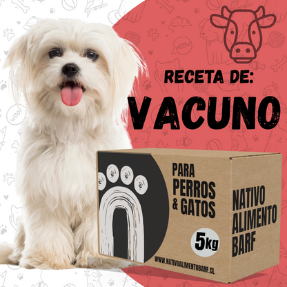 PACK 5Kg RECETA BALANCEADA  VACUNO PARA PERROS NATIVO