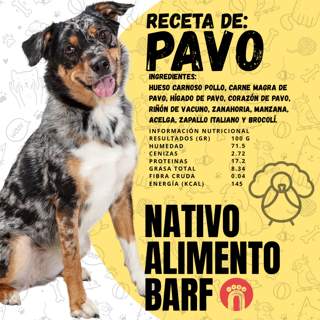 PACK  5Kg RECETA BALANCEADA PAVO PARA PERROS NATIVO