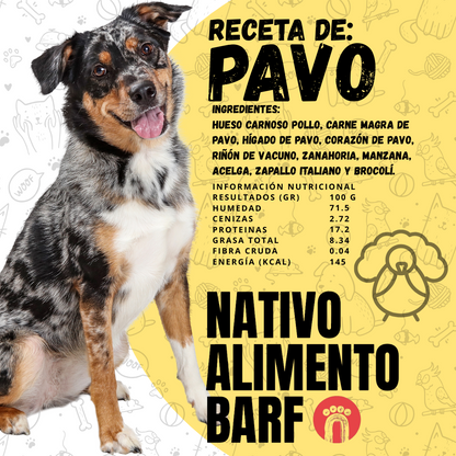 PACK  5Kg RECETA BALANCEADA PAVO PARA PERROS NATIVO