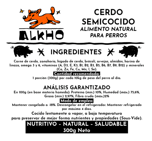 PACK 3,6kg  RECETA COCIDA CERDO PERROS ALKHO